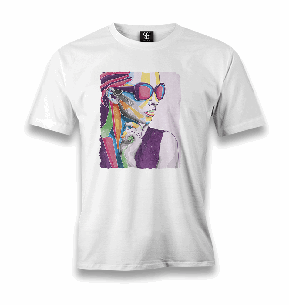 A Woman Silhouette Made out of Shapes Men's White Tshirt - Premium Men's T-shirt from W.E.N.S. WIND - Just 6490! Shop now at W.E.N.S. WIND