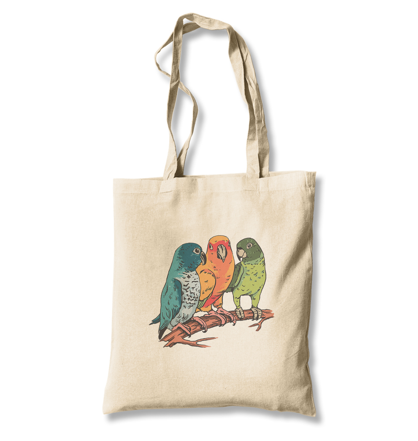 Three Colorful Birds Talking White Canvas Totebag - Premium  from W.E.N.S. WIND - Just 4990! Shop now at W.E.N.S. WIND