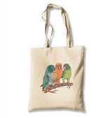 Three Colorful Birds Talking White Canvas Totebag - Premium  from W.E.N.S. WIND - Just 4990! Shop now at W.E.N.S. WIND