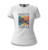 Monster Trucks wit Retro Background White Women T-shirt - Premium  from W.E.N.S. WIND - Just 6490! Shop now at W.E.N.S. WIND