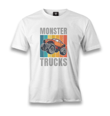 Monster Trucks with Retro Background Men's White Tshirt - Premium  from W.E.N.S. WIND - Just 6490! Shop now at W.E.N.S. WIND