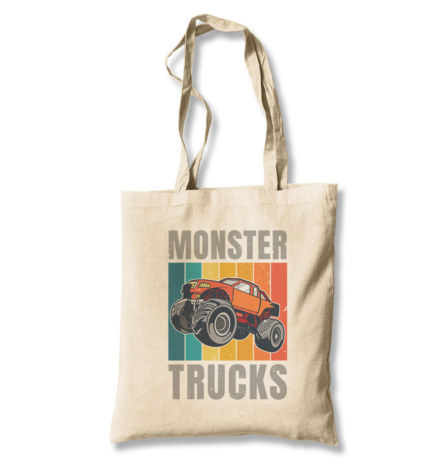 Monster Trucks wit Retro Background White Canvas Totebag - Premium  from W.E.N.S. WIND - Just 4990! Shop now at W.E.N.S. WIND