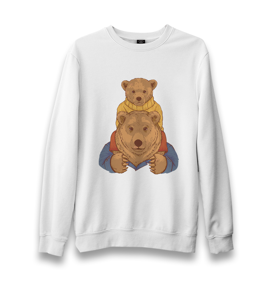 Father Bear and His Son Unisex White Sweatshirt - Premium  from W.E.N.S. WIND - Just 10990! Shop now at W.E.N.S. WIND