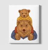 Father Bear and His Son White Canvas Wall Art 35x40cm - Premium  from W.E.N.S. WIND - Just 7990! Shop now at W.E.N.S. WIND