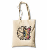 A Vintage Clock and a Colorful Butterfly White Canvas Totebag - Premium  from W.E.N.S. WIND - Just 4990! Shop now at W.E.N.S. WIND