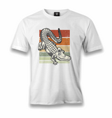 Alligator on Earth Colors Background Men's White Tshirt - Premium Men's T-shirt from W.E.N.S. WIND - Just 6490! Shop now at W.E.N.S. WIND