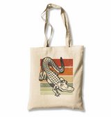 Alligator on Earth Colors Background White Canvas Totebag - Premium  from W.E.N.S. WIND - Just 4990! Shop now at W.E.N.S. WIND