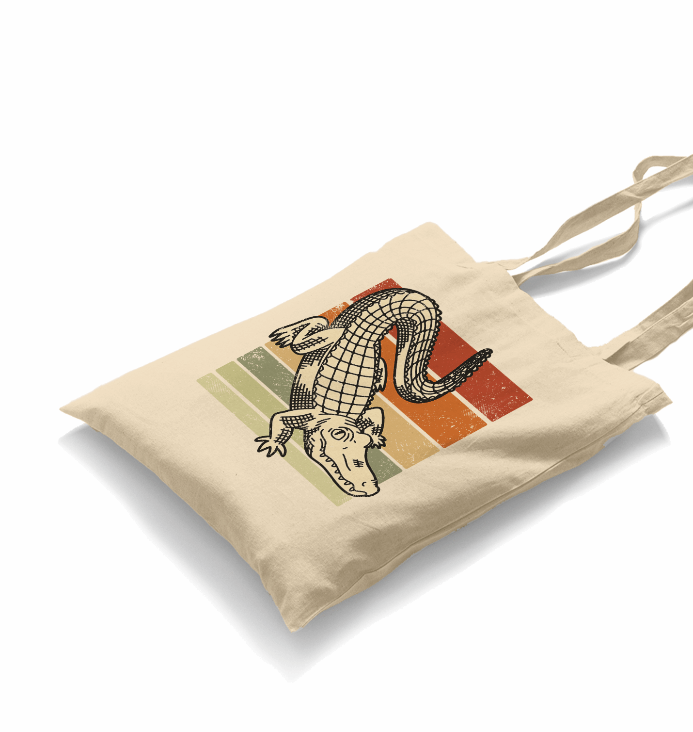 Alligator on Earth Colors Background White Canvas Totebag - Premium  from W.E.N.S. WIND - Just 4990! Shop now at W.E.N.S. WIND