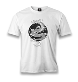 Dragon with Moon and Flowers Men's White Tshirt - Premium  from W.E.N.S. WIND - Just 6490! Shop now at W.E.N.S. WIND