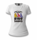 A Boy Who Loves Dinosaurs White Women T-shirt - Premium Women's T-shirt from W.E.N.S. WIND - Just 6490! Shop now at W.E.N.S. WIND