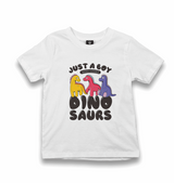 A Boy Who Loves Dinosaurs Kid's White Tshirt - Premium Kid's T-shirt from W.E.N.S. WIND - Just 5990! Shop now at W.E.N.S. WIND