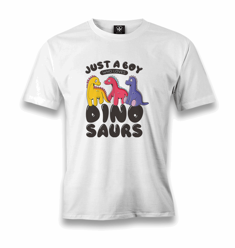 A Boy Who Loves Dinosaurs Men's White Tshirt - Premium Men's T-shirt from W.E.N.S. WIND - Just 6490! Shop now at W.E.N.S. WIND