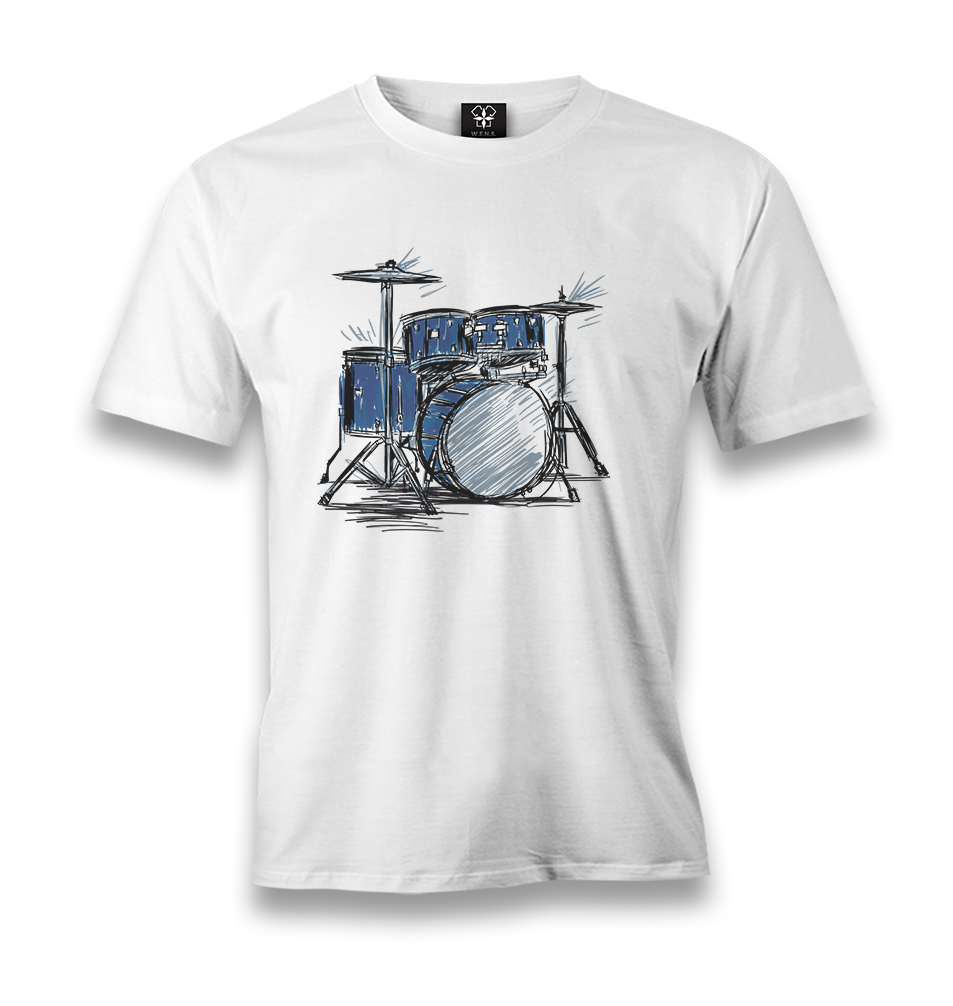 Sketch of a Drum Kit Men's White Tshirt - Premium  from W.E.N.S. WIND - Just 6490! Shop now at W.E.N.S. WIND