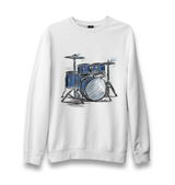 Sketch of a Drum Kit Unisex White Sweatshirt - Premium  from W.E.N.S. WIND - Just 10990! Shop now at W.E.N.S. WIND