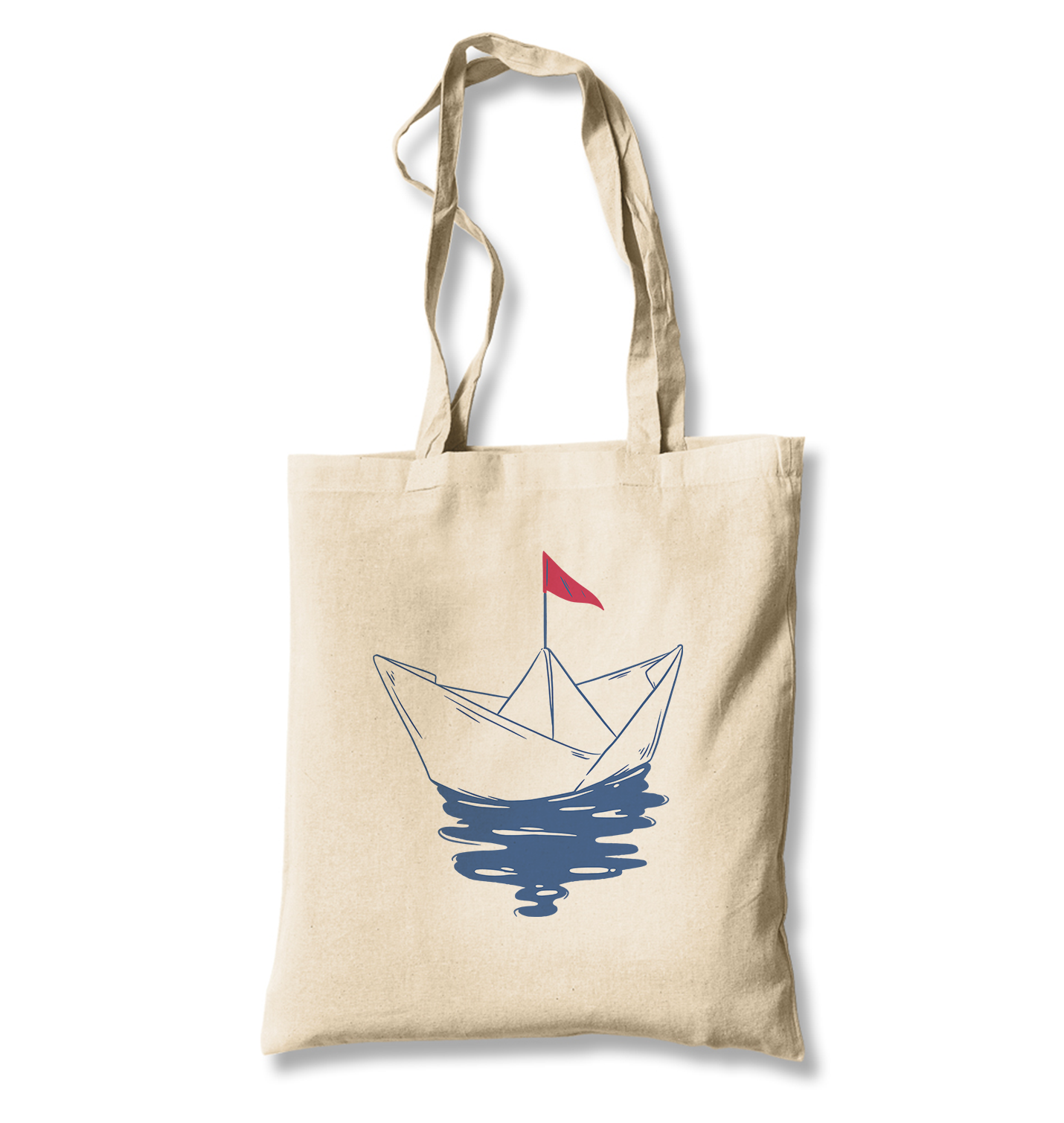 Paper Boat with a Red Flag White Canvas Totebag - Premium  from W.E.N.S. WIND - Just 4990! Shop now at W.E.N.S. WIND