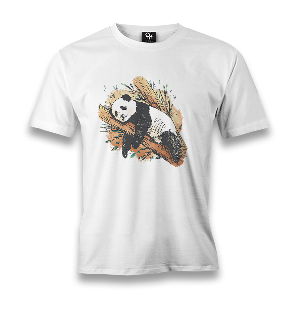 Panda Sleeping on a Branch Men's White Tshirt - Premium  from W.E.N.S. WIND - Just 6490! Shop now at W.E.N.S. WIND