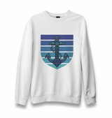 Anchor on a Blue Toned Background Unisex White Sweatshirt - Premium Unisex Sweatshirt from W.E.N.S. WIND - Just 10990! Shop now at W.E.N.S. WIND