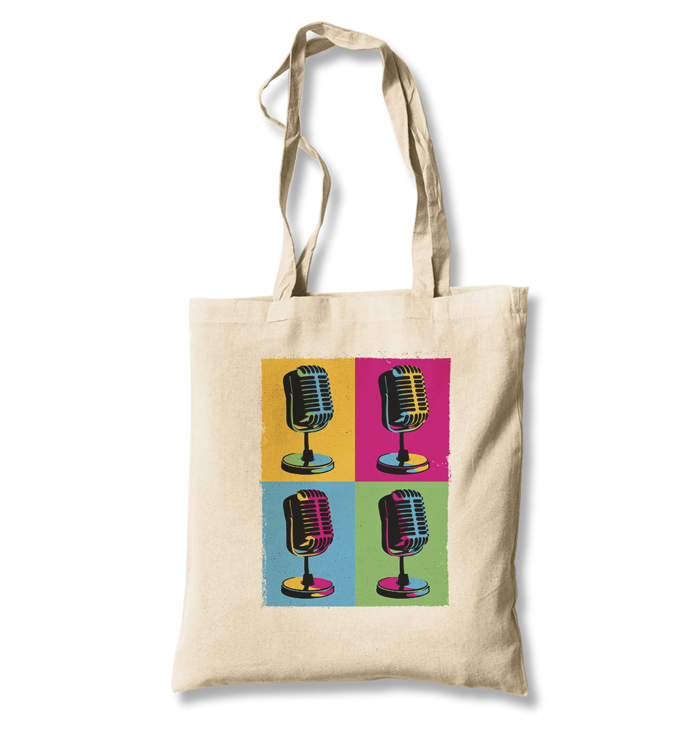 Pop Art Microphones White Canvas Totebag - Premium  from W.E.N.S. WIND - Just 4990! Shop now at W.E.N.S. WIND