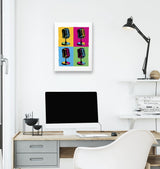 Pop Art Microphones White Canvas Wall Art 35x40cm - Premium  from W.E.N.S. WIND - Just 7990! Shop now at W.E.N.S. WIND