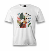 A Dog and Birds with Spring Background Men's White Tshirt - Premium Men's T-shirt from W.E.N.S. WIND - Just 6490! Shop now at W.E.N.S. WIND