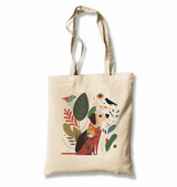 A Dog and Birds with Spring Background White Canvas Totebag - Premium  from W.E.N.S. WIND - Just 4990! Shop now at W.E.N.S. WIND