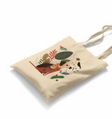 A Dog and Birds with Spring Background White Canvas Totebag - Premium  from W.E.N.S. WIND - Just 4990! Shop now at W.E.N.S. WIND