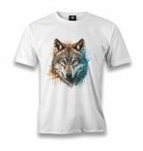 A Wolf with Blue and Yellow Paint Men's White Tshirt - Premium Men's T-shirt from W.E.N.S. WIND - Just 6490! Shop now at W.E.N.S. WIND