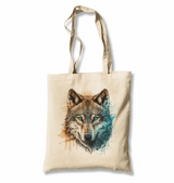 A Wolf with Blue and Yellow Paint White Canvas Totebag - Premium  from W.E.N.S. WIND - Just 4990! Shop now at W.E.N.S. WIND