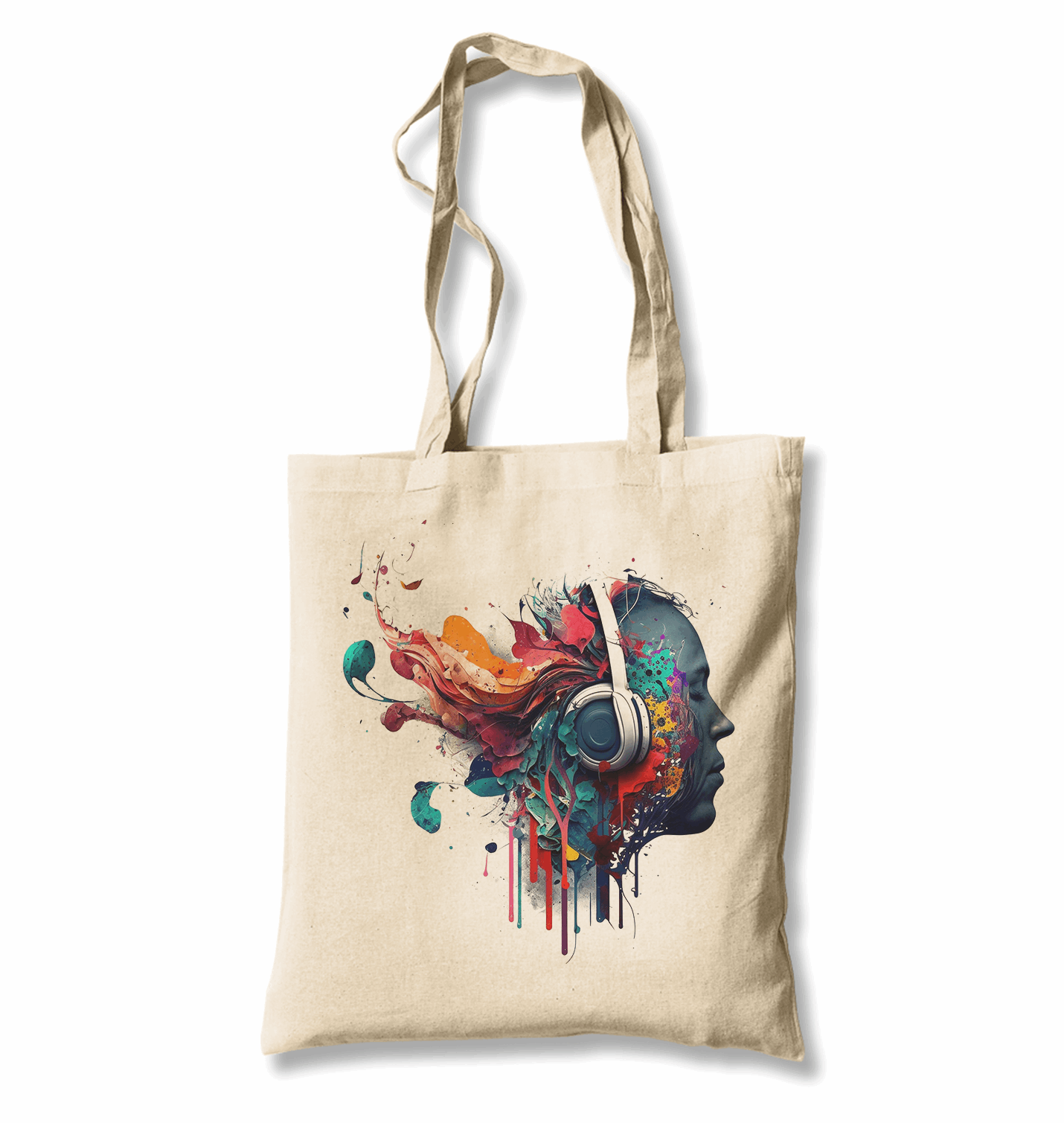 A Digital Person Listening to Music with Headphones White Canvas Totebag - Premium  from W.E.N.S. WIND - Just 4990! Shop now at W.E.N.S. WIND