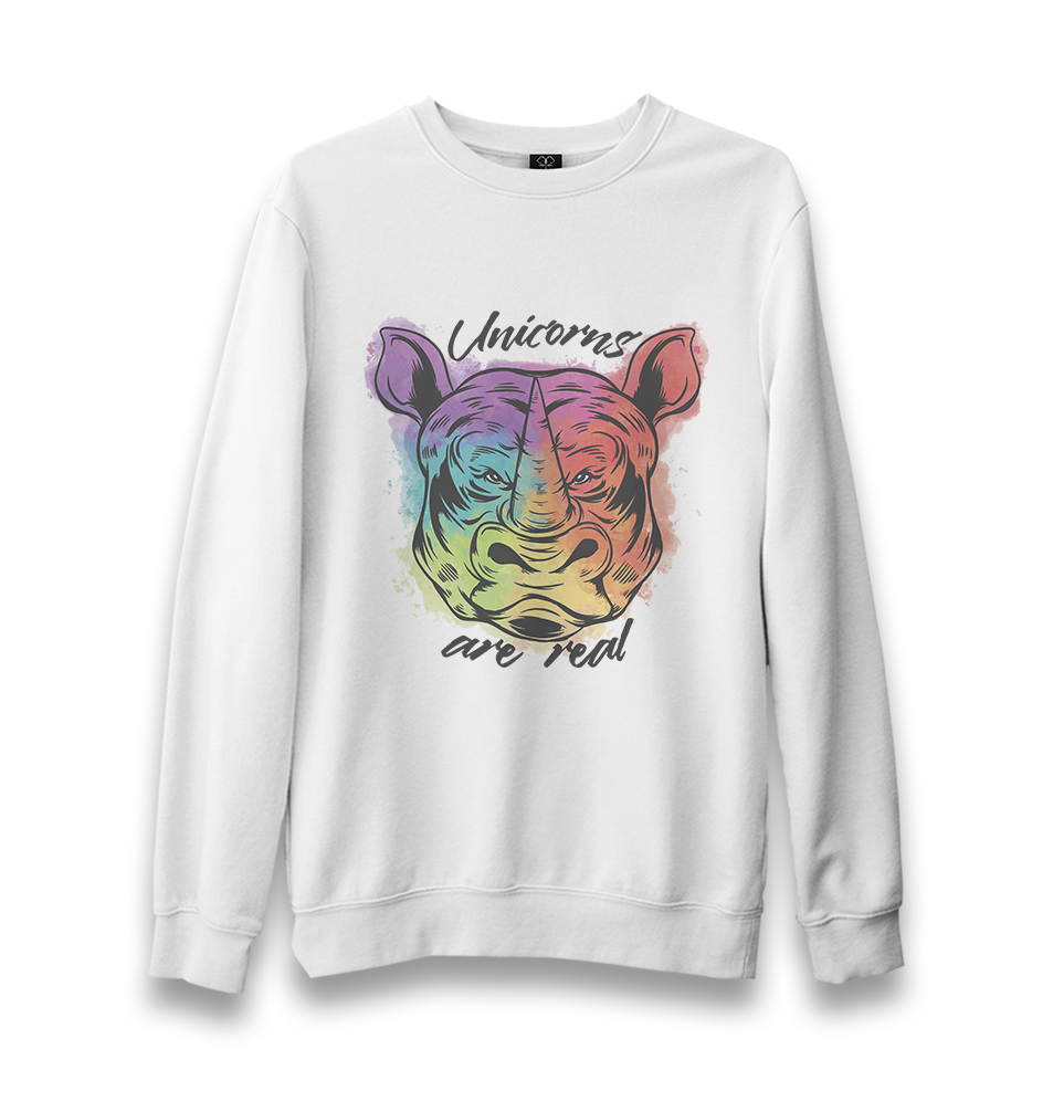 Unicorns are real Unisex White Sweatshirt - Premium  from W.E.N.S. WIND - Just 10990! Shop now at W.E.N.S. WIND