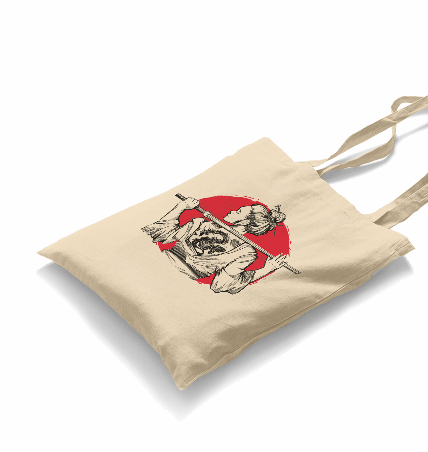 A Samurai Girl with a Tattoo on Her Back White Canvas Totebag - Premium  from W.E.N.S. WIND - Just 4990! Shop now at W.E.N.S. WIND