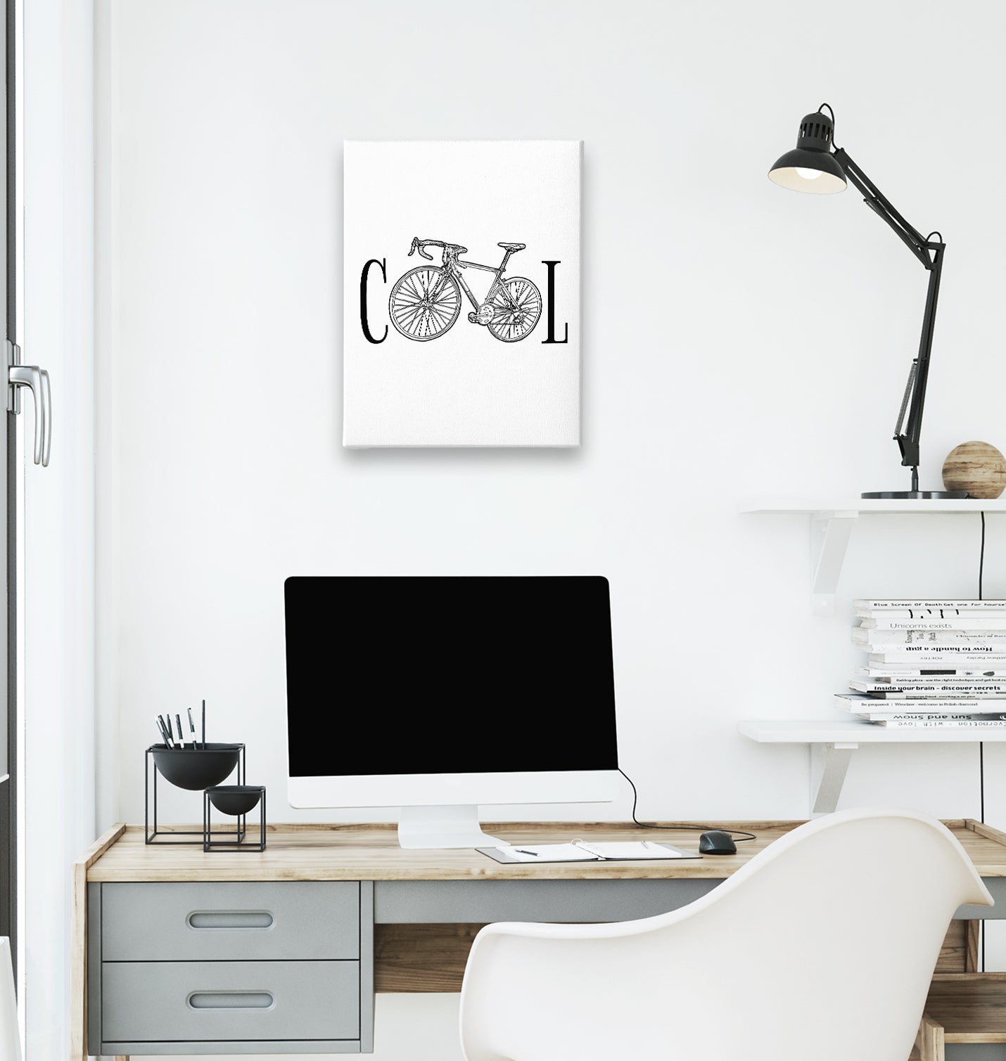 Cool Bicycle White Canvas Wall Art 35x40cm - Premium  from W.E.N.S. WIND - Just 7990! Shop now at W.E.N.S. WIND