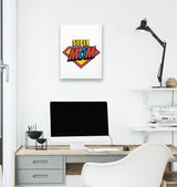 Super Mom Logo White Canvas Wall Art 35x40cm - Premium  from W.E.N.S. WIND - Just 7990! Shop now at W.E.N.S. WIND