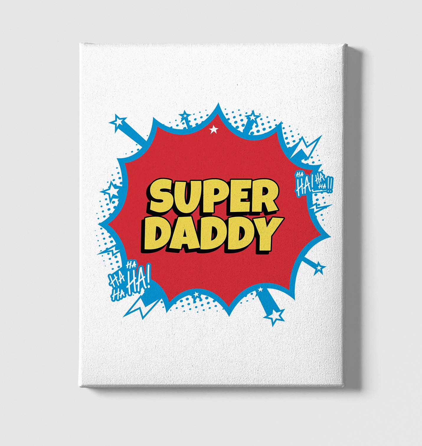 Super Daddy Hahaha Logo White Canvas Wall Art 35x40cm - Premium  from W.E.N.S. WIND - Just 7990! Shop now at W.E.N.S. WIND