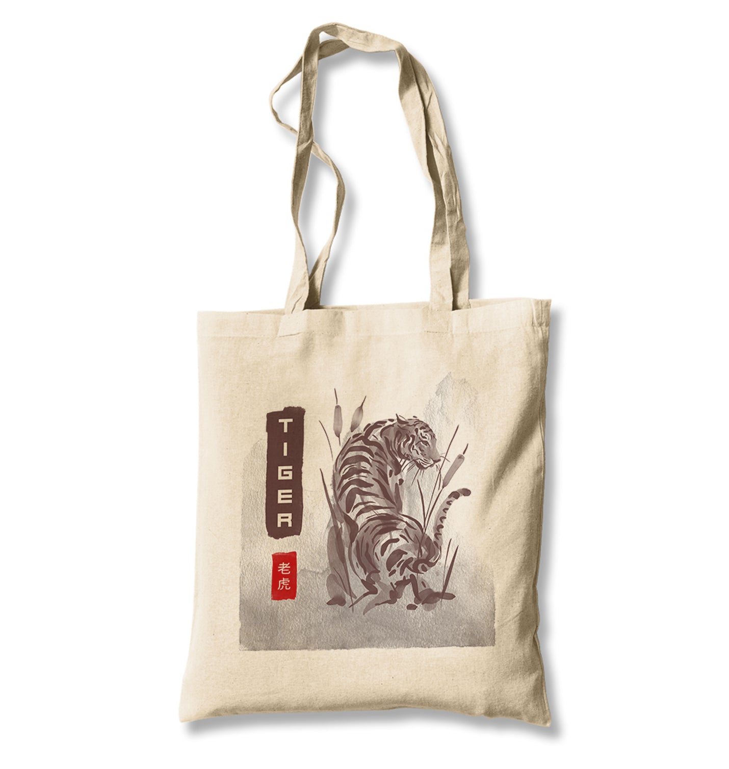 Tiger Illustration in Chinese Style Canvas Totebag - Premium  from Wenswind - Just 4990! Shop now at W.E.N.S. WIND