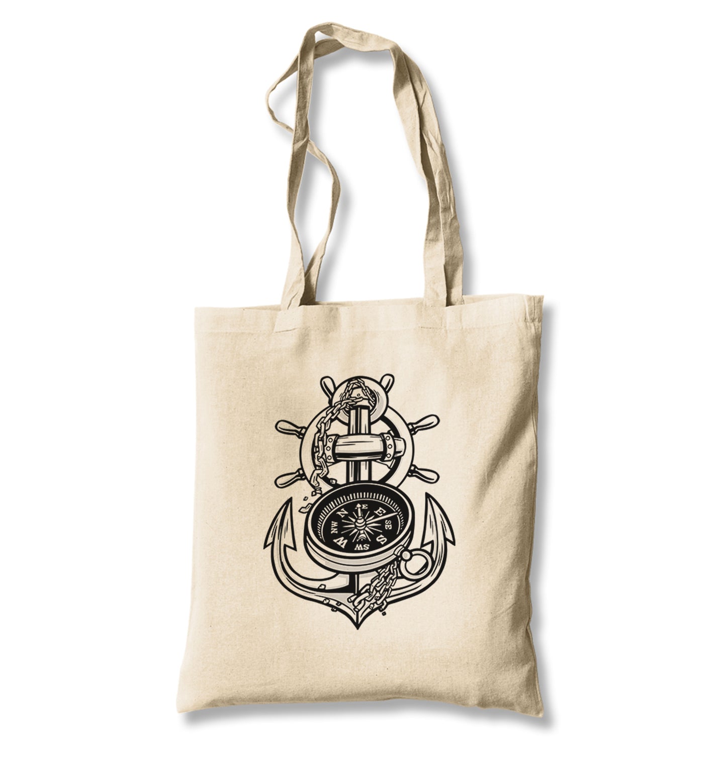 Anchor Compass Ship Helm Canvas Totebag - Premium  from Wenswind - Just 4990! Shop now at W.E.N.S. WIND