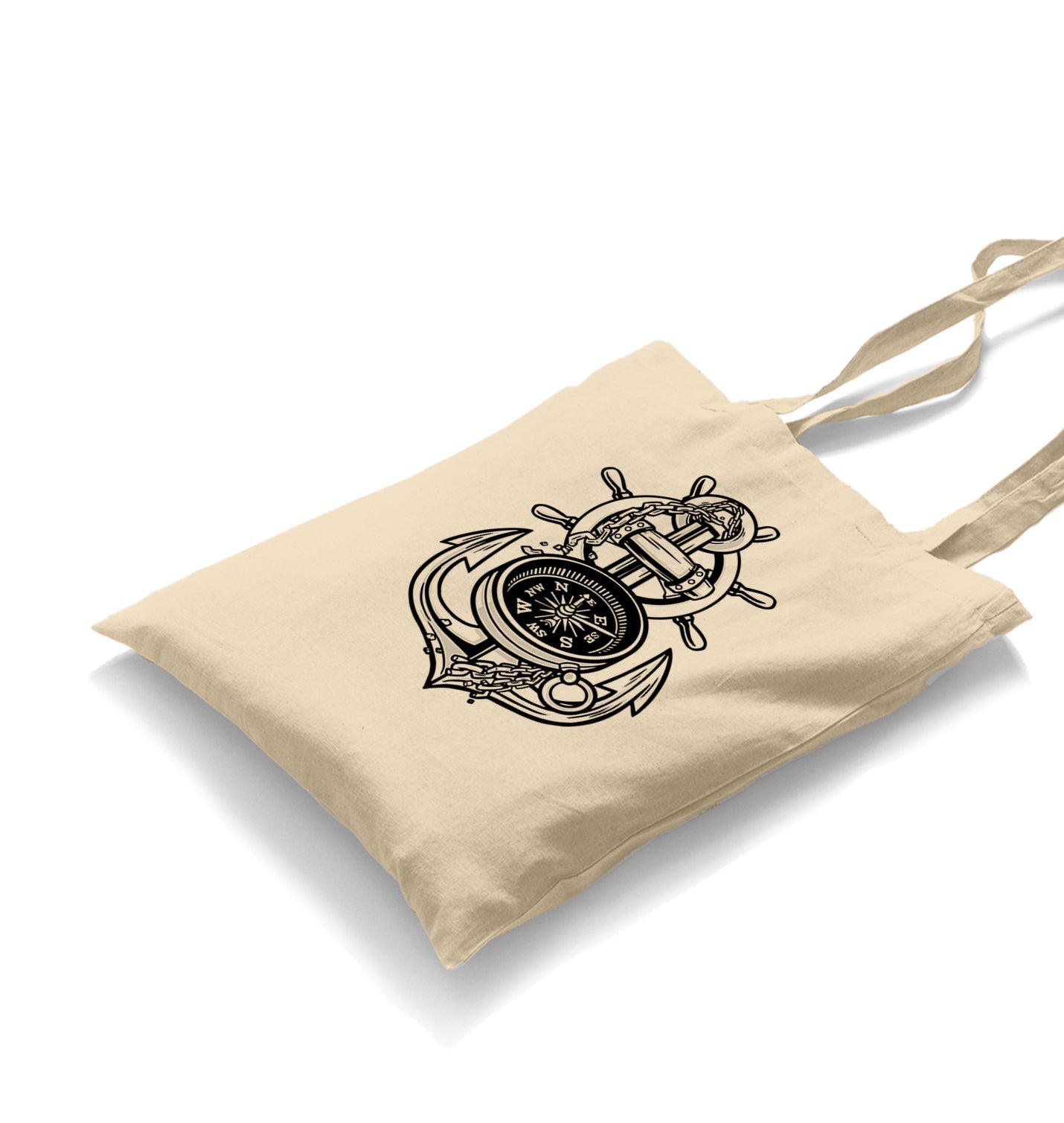 Anchor Compass Ship Helm Canvas Totebag - Premium  from Wenswind - Just 4990! Shop now at W.E.N.S. WIND