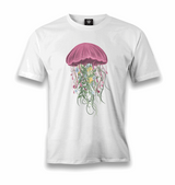 A Jellyfish with Floral Plant Tentacles Men's White Tshirt - Premium Men's T-shirt from W.E.N.S. WIND - Just 6490! Shop now at W.E.N.S. WIND