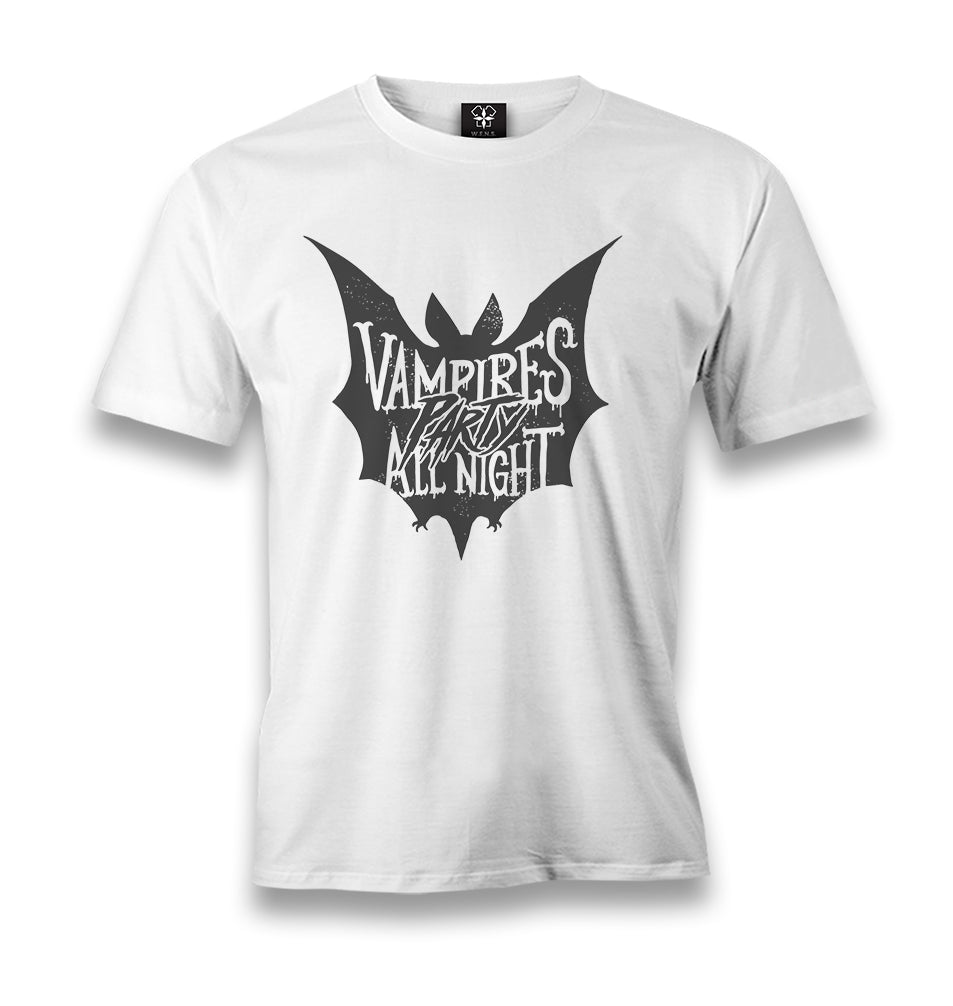 Halloween - Vampires Party All Night White Men's White Tshirt - Premium  from W.E.N.S. WIND - Just 6490! Shop now at W.E.N.S. WIND