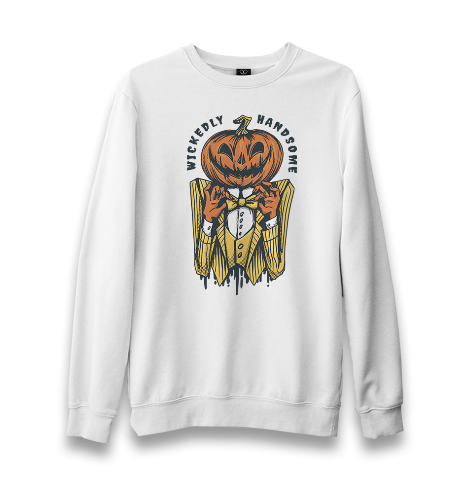 Halloween - Wickedly Handsome Unisex White Sweatshirt - Premium  from W.E.N.S. WIND - Just 10990! Shop now at W.E.N.S. WIND