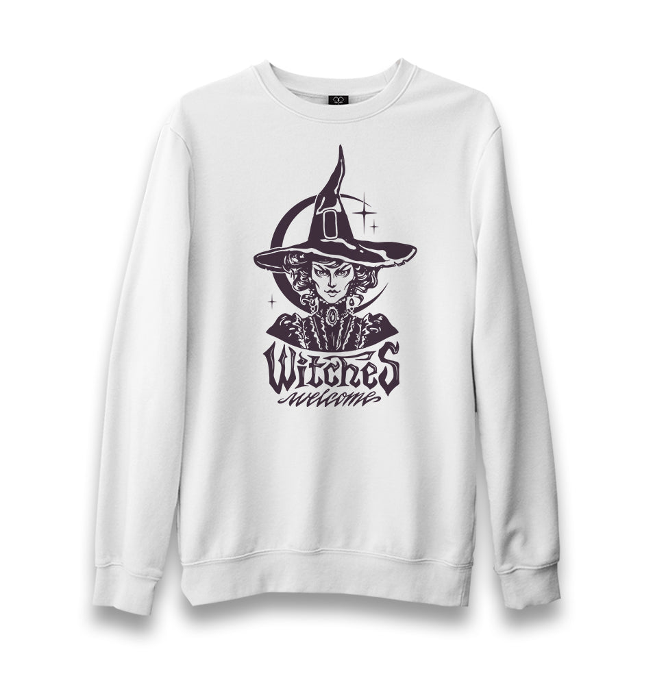 Halloween - Witches Welcome Unisex White Sweatshirt - Premium  from W.E.N.S. WIND - Just 10990! Shop now at W.E.N.S. WIND