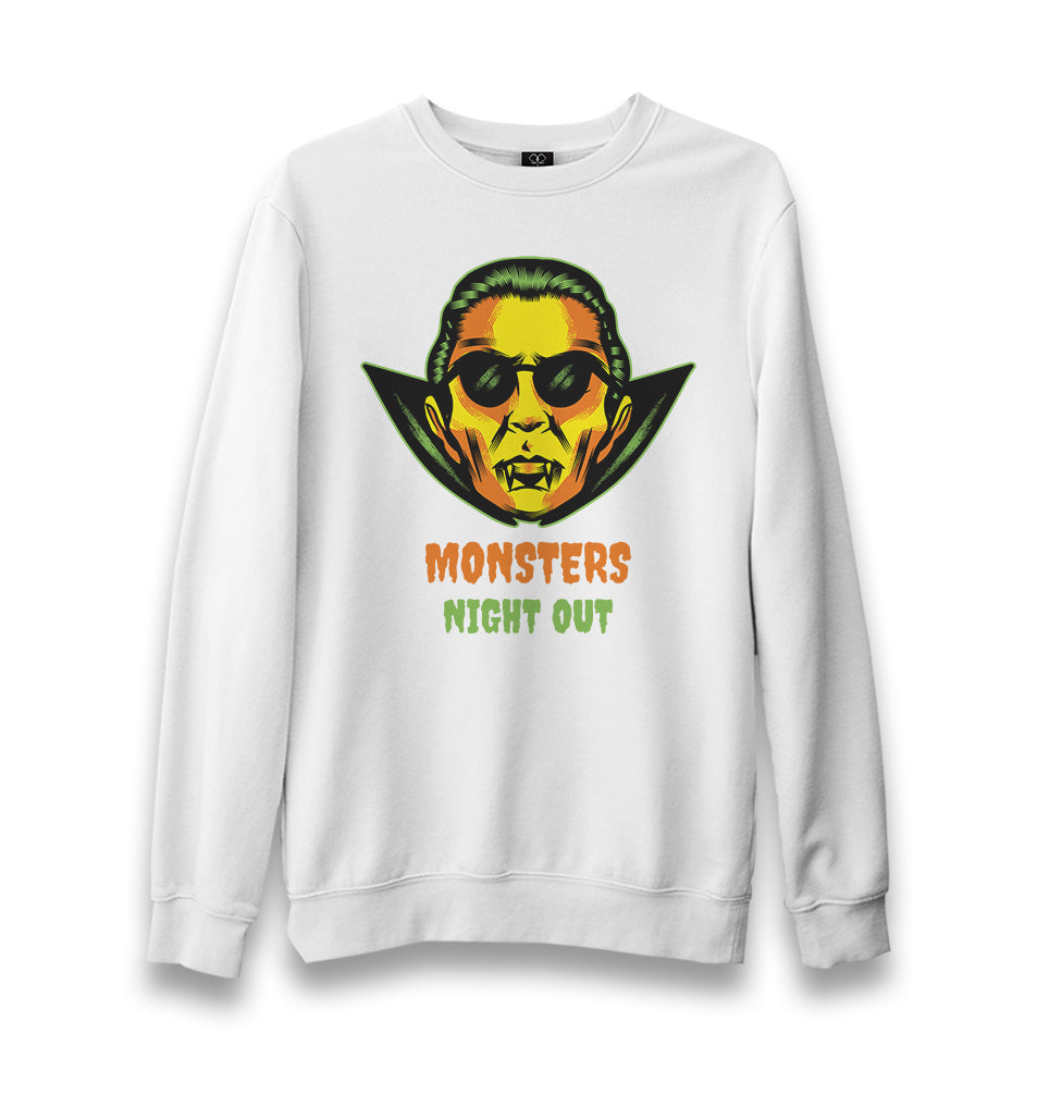 Halloween - Monsters Night Out White Unisex White Sweatshirt - Premium  from W.E.N.S. WIND - Just 10990! Shop now at W.E.N.S. WIND