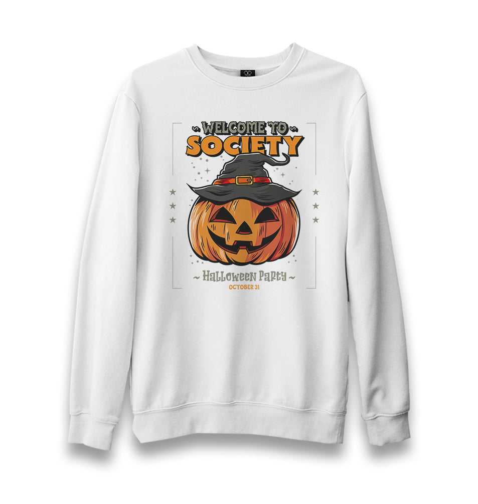 Halloween - Welcome To Society Unisex White Sweatshirt - Premium  from W.E.N.S. WIND - Just 10990! Shop now at W.E.N.S. WIND
