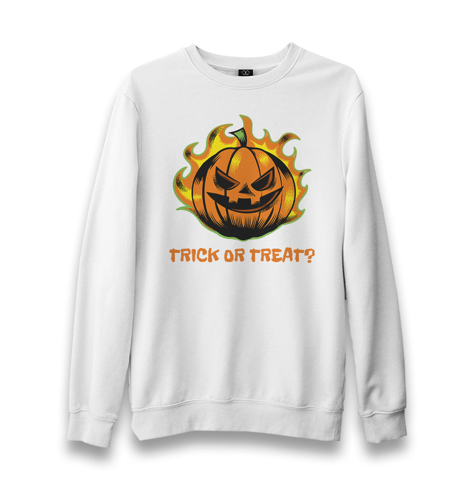 Halloween - Trick or Treat Unisex White Sweatshirt - Premium  from W.E.N.S. WIND - Just 10990! Shop now at W.E.N.S. WIND
