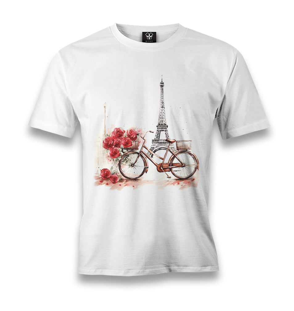 Paris - Bicycle & Eiffel Tower - MB1641 Men's White Tshirt - Premium  from W.E.N.S. WIND - Just 6490! Shop now at W.E.N.S. WIND