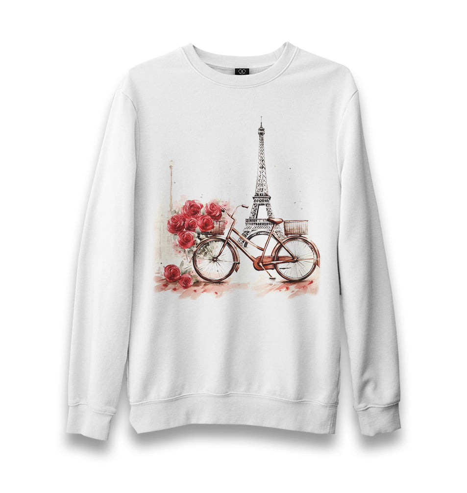 Paris - Bicycle & Eiffel Tower - MB1641 Unisex White Sweatshirt - Premium  from W.E.N.S. WIND - Just 10990! Shop now at W.E.N.S. WIND