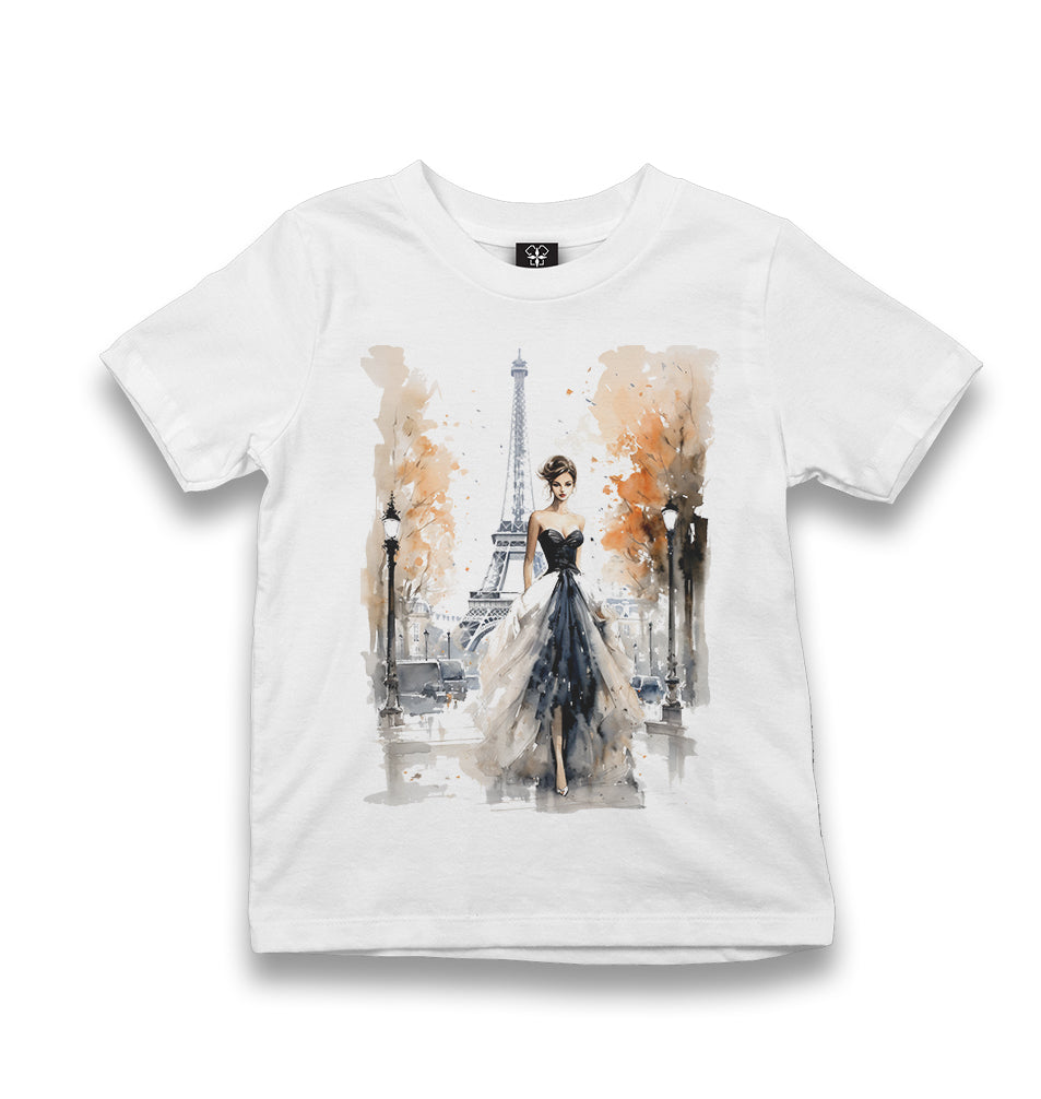Paris - Woman by the Eiffel Tower - MB1642 Kid's White Tshirt - Premium  from W.E.N.S. WIND - Just 5990! Shop now at W.E.N.S. WIND