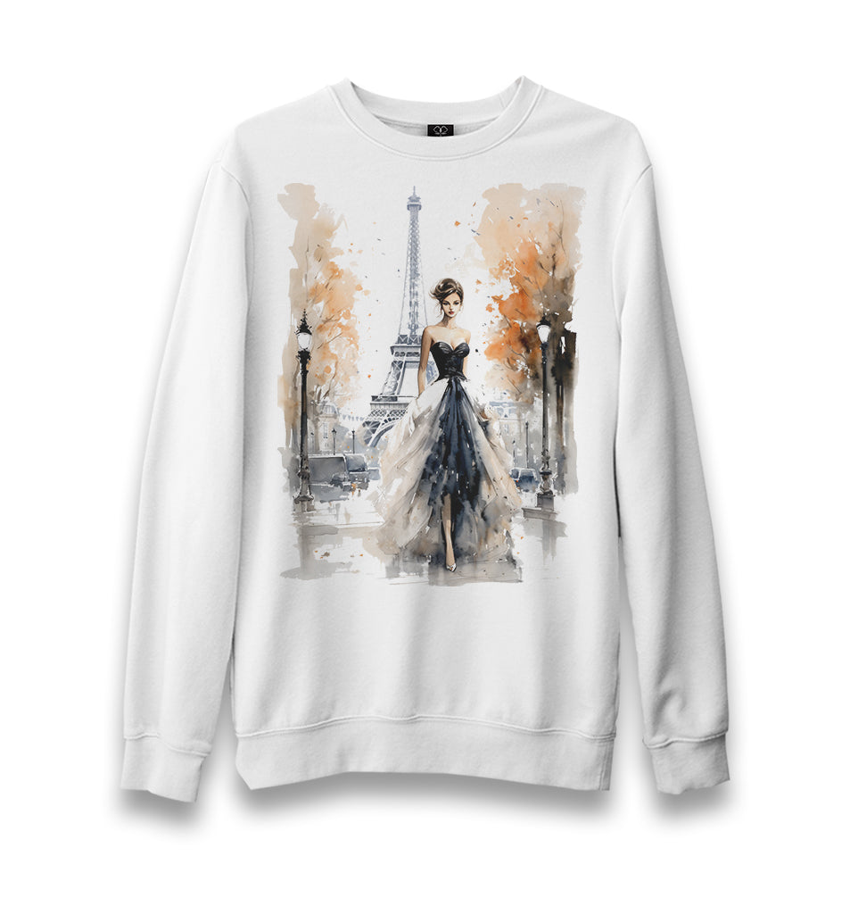 Paris - Woman by the Eiffel Tower - MB1642 Unisex White Sweatshirt - Premium  from W.E.N.S. WIND - Just 10990! Shop now at W.E.N.S. WIND