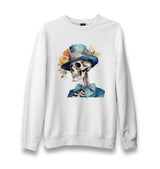 Skeleton with Floral Hat - MB1644 Unisex White Sweatshirt - Premium  from W.E.N.S. WIND - Just 10990! Shop now at W.E.N.S. WIND