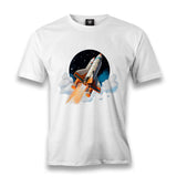 Space Rocket Above the Clouds - MB1645 Men's White Tshirt - Premium  from W.E.N.S. WIND - Just 6490! Shop now at W.E.N.S. WIND